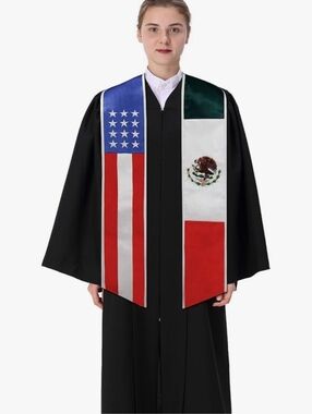 Dual Flag Graduation Stole - USA & Mexico
